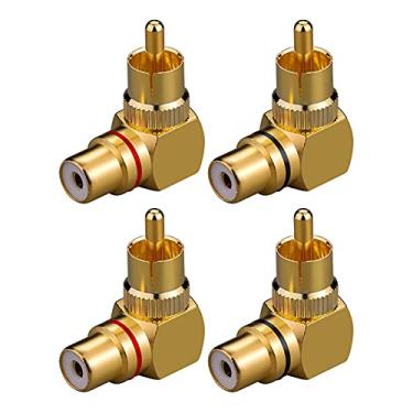 Imagem de Adaptador de ângulo direito RCA Eightnoo – conector banhado a ouro 90° fêmea para macho para TV de parede como economizador de espaço