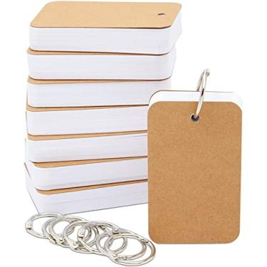 Imagem de Juvale Flash Cards – Cartões em branco para estudo e cartões de índice com anéis – Pacote com 8, branco, 5,6 x 8,9 cm, 250 g/m²