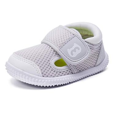 Imagem de BMCiTYBM Sapatos para bebês meninos e meninas antiderrapantes First Walkers 6 9 12 18 24 meses, 4 - Cinza, 12-18 meses