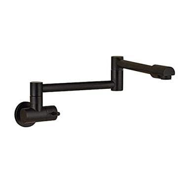 Imagem de Bico dobrável giratório de alavanca única Torneira de cozinha para banheiro Montagem na parede Torneira para pia de água fria Cromado/preto/níquel escovado/dourado, B1