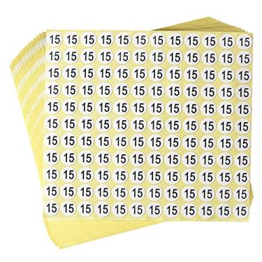 Imagem de DealzEpic - Número 15 adesivos redondos autoadesivos para organização de inventário/armazenamento | Conjunto de 15 folhas