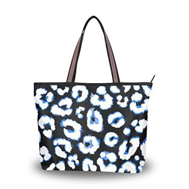 Imagem de ColourLife Bolsa feminina com alça abstrata e estampa branca azul, Multicolorido., Large