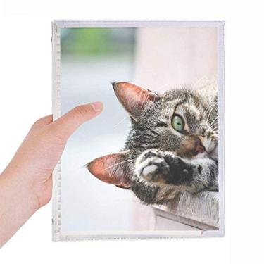 Imagem de Caderno de fotos com foto de gato para atividades animais, diário de folhas soltas recarregável