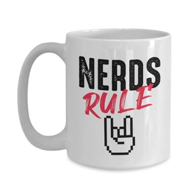 Imagem de Caneca Nerds Rule - Presentes nerd - Caneca de café divertida de 445 ml