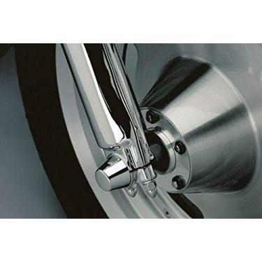 Imagem de Kuryakyn Acessório de realce de motocicleta 1214: tampas de porca do eixo frontal para motocicletas Harley-Davidson 2002-19, cromadas, 1 par, preto