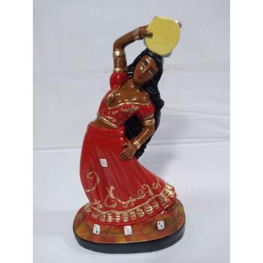Imagem de Imagem Pomba Gira Cigana Do Pandeiro Escultura Gesso 20 Cm