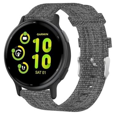 Imagem de Compatível com Garmin Vivoactive 5 Band, Lamshaw 20 mm tecido de nylon respirável pulseira acessório de substituição compatível com Garmin vívoactive 5/Approach S12/Approach S40/Approach S42/D2 Air/D2 Air X10/Forerunner 245/Forerunner 55/Forerunner 645/Venu/Venu 2 Plus/Venu Sq. /Venu Sq 2/Vivoactive