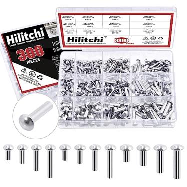 Imagem de Hilitchi 300 peças M4 M5 M6 Rebites de cabeça de alumínio sólido com estojo de armazenamento, rebites de cabeça de braseiro