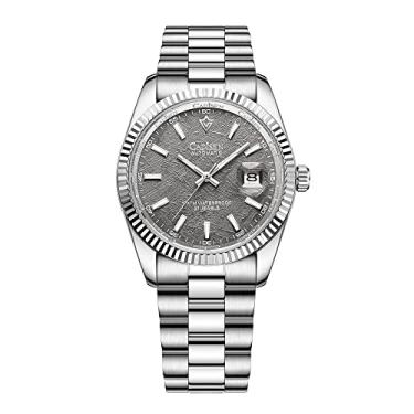 Imagem de CADISEN Relógios automáticos masculinos mecânicos à prova d'água relógio de pulso de aço inoxidável, 8214 Cinza, Mecânica