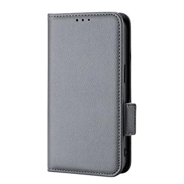 Imagem de Diaobaolee Capa compatível com Samsung Galaxy A9 2018, capa flip de couro com compartimento para cartão, design de carteira, design de para-choque, capa estável cinza