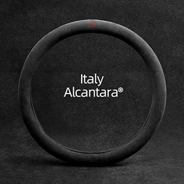Imagem de Universal Italy Alcantara Material Interior do Carro Encaixe 38 cm Absorve o suor e capa de volante antiderrapante para todos os modelos (Grid-O)
