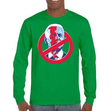 Imagem de Camiseta de manga comprida No Biden Anti Sleepy Joe Republican President Pro Trump 2024 MAGA FJB Lets Go Brandon Deplorable, Verde, 3G