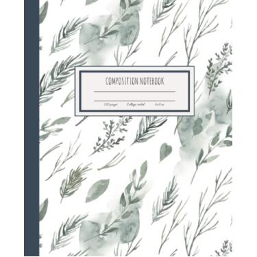 Imagem de Caderno de composição de folhas em aquarela: 120 páginas, pautado na faculdade, 19 x 23,5 cm, tema botânico floral, diário de jardinagem, para escola, faculdade ou trabalho