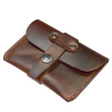 Imagem de Hide & Drink, Porta-cartões feito à mão de couro de flor integral – Classy, profissional, organizador de dinheiro, armazenamento compacto para cartões de débito e crédito, Marrom bourbon, Minimalista
