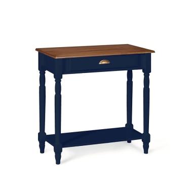 Imagem de Bancada Aparador Mini Lavabo 1 Gaveta e Prateleira Linz Móveis - Azul Petróleo/Imbuia Glazer