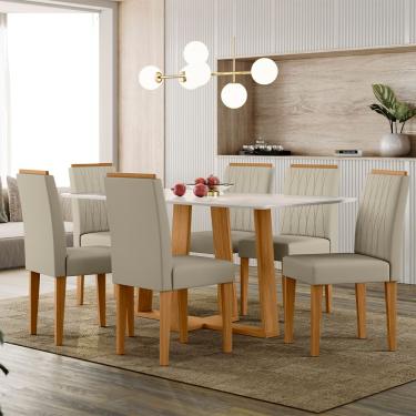 Imagem de Mesa de Jantar Retangular New Ceval Amsterdam com 6 Cadeiras Estofadas e Revestidas