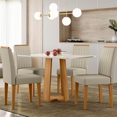 Imagem de Mesa de Jantar Retangular New Ceval Amsterdam com 4 Cadeiras Estofadas e Revestidas 