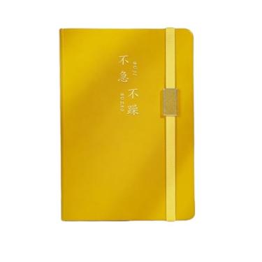 Imagem de Joucien Caderno minimalista criativo para escritório de negócios A5 alça Ledger-(110 folhas) imitação de couro A5 amarelo