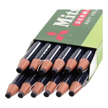 Imagem de Lapis Dermatografico Mitsubishi Preto Com 12 Unidades Lápis Dermatográfico