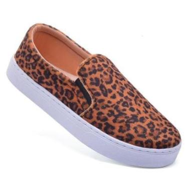 Imagem de Tenis Feminino Slip On Sem Cadarço Animal Print Onça-Feminino