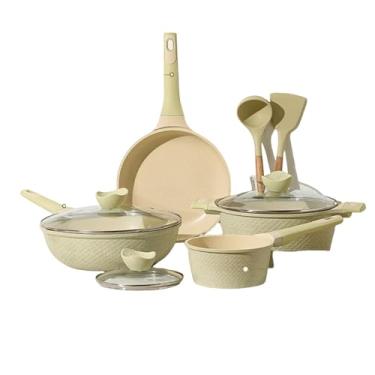 Imagem de Conjunto de panelas antiaderentes com frigideira wok, frigideira, comida para bebê, panela de leite, panela de sopa para cozinha doméstica, fogão de indução a gás, conjunto de 6 panelas