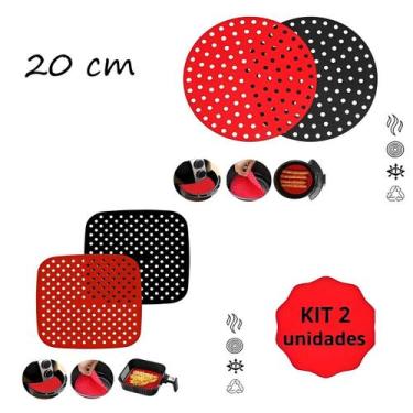 Imagem de Kit 2 Tela Tapete Culinário Airfryer Fritadeira Silicone 20cm - ZEM