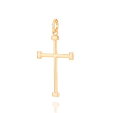 Imagem de Pingente banhado ouro 3x 24k 18k e 22k  masculino cruz pontas com reta