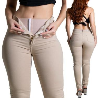 Imagem de Calça Feminina Sawary Jeans Super Lipo, Bege, 40