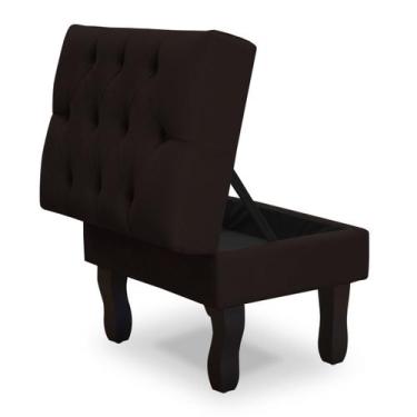 Imagem de Puff Baú Retrô Luis Xv Capitonado, Marrom Pés De Madeira - SRJ Moveis