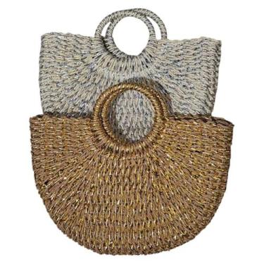 Imagem de Bolsa De Palha Feminina Mão Redonda Com Alça Transversal - Lika Bijute