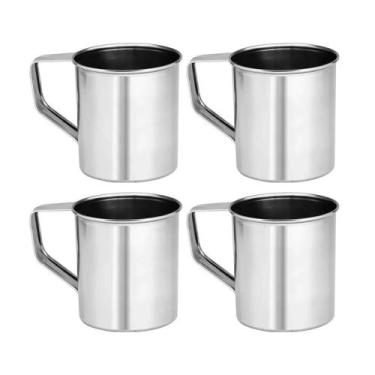 Imagem de Kit 4 Canecas Inox 300Ml Resistente Escola Creche Água Café - Class Ho
