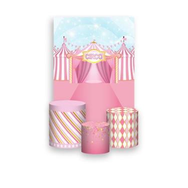 Imagem de Painel De Festa Vertical 1,50 x 2,20 + Trio De Capas Cilindro - Circo 