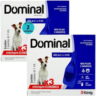 Imagem de Dominal pipeta para cães 5,1 a 10kg 1ml azul 3 unid. kit com 2 cxs pre