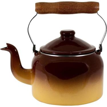 Imagem de Chaleira Tradicional 16 Esmaltada Marrom degradê 1800 ml - Ewel - Linh