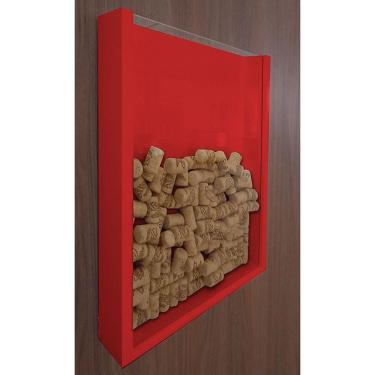 Imagem de Quadro Porta Rolhas De Vinho Champanhe Tampinhas Decorativo Vermelho Laca