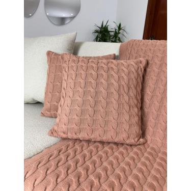 Imagem de Capa De Almofada Decorativa Tricot 45x45 Sofa Cama - Calu Tricot, Nude