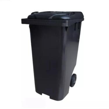 Imagem de Conteiner Lixeira Plastico 120 Litros Com Rodas De 200mm - JSN, Preto