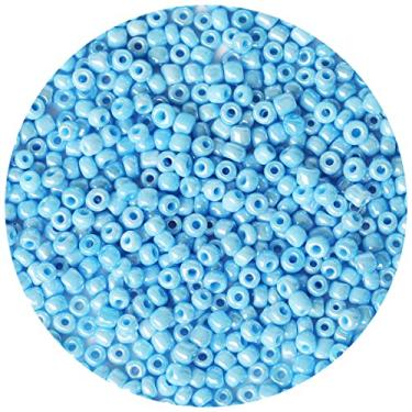 Imagem de Bala&Fillic Contas de sementes opacas de cor azul claro pérola de 4 mm com cerca de 1200 peças/100 gramas no saco, 6/0 contas de artesanato de vidro para fazer pulseira e colar (pérola azul clara)