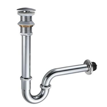 Imagem de MENATT Tampa de pia de banheiro em forma de U, altura ajustável, ralo de entrada deslizante, ralo de entrada de 3,5 cm, conjunto de armadilha P para drenagem de resíduos de pia sem transbordamento,