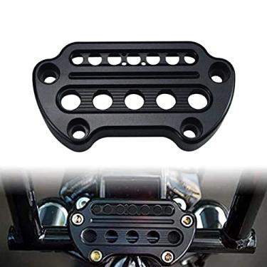 Imagem de WOWTK Motorcycle Indicator Light Handlebar Top Riser Clamps Aluminum Fits for Harley Sportster XL 883 Dyna Fat Bob 1995-2020 Low Rider FXD,Black