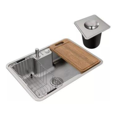 Imagem de Cuba Cozinha Docol Massima 68x48cm Com Acessorios E Lixeira