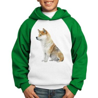 Imagem de Moletom Infantil Cachorro Shiba Inu - Foca na Moda, Branco, Verde, 14