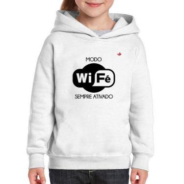 Imagem de Moletom Infantil Modo Wi-Fé sempre ativado - Foca na Moda, Branco, 8