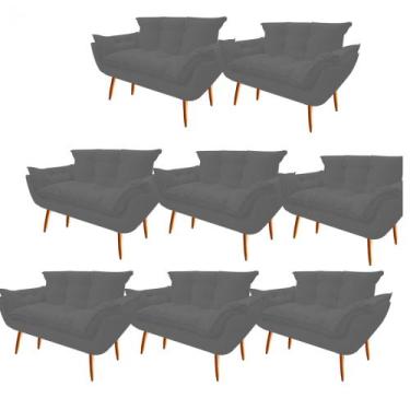 Imagem de Kit 08 Namoradeira  Decorativa  Opala Pés Palito em Madeira 2 Lugares 