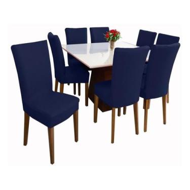 Imagem de Kit 8 Capas Cadeiras de Jantar Protetora Malha Gel Lisa Macia 100% Pol