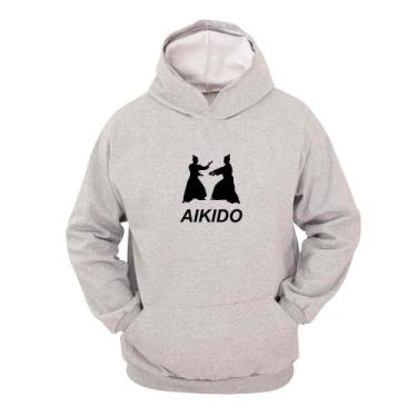 Imagem de Moletom Masculino Capuz Bolso Canguru Estampa Aikido - Ragor, P, Cinza