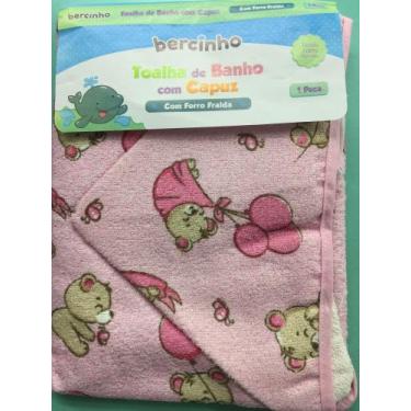 Imagem de Toalha com capuz forrada de fralda para bebê 70 cm x 90 cm algodão - I