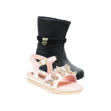 Imagem de Bota Infantil Menina e Sandalia Infantil - KIT 2 PARES Tam 23 ao 34 - 