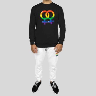 Imagem de Conjunto Calça e Blusa Moletom Careca Sem Capuz Algodão LGBT - MP Moda