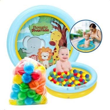 Imagem de Piscina Inflável Infantil 21l Estampas 2 Anéis + 25 Bolinhas - Dm Toys